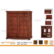 EUREKA 3000 5.5ft Wardrobe/Almari Baju 2 Door Sliding Wood Durable (Deliver &amp; Installation Klang Valley)