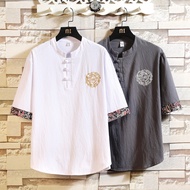 Linen Short-Sleeved T-Shirt Men's Ice Silk Loose Half-Sleeved T-Shirt Trendy Bottoming Shirt Thin Co