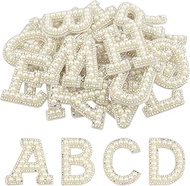 CHRORINE 26/52/78 Pcs Self Adhesive Pearl Rhinestone Letter Patches A-Z, Pearl Letter Alphabet Stick