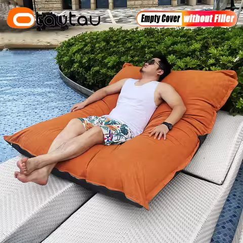 OTAUTAU 140x180 Bean Bag Cover with Inner Liner No Filler Home Outdoor Pillowsac Beanbag Pouf Salon 