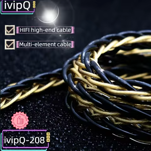 ivipQ-208 Flagship 8-Core Cable High-purity Litz Five Elements +7N OCC Gold Plated Headphones Upgrad