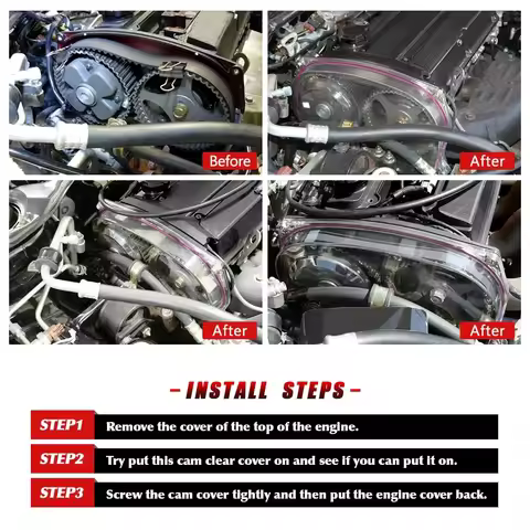 For Mitsubishi Lancer Evolution EVO 9 IX Fit Clear Cam Gear Pulley Timing Belt Cover 4G63 MIVEC Turb