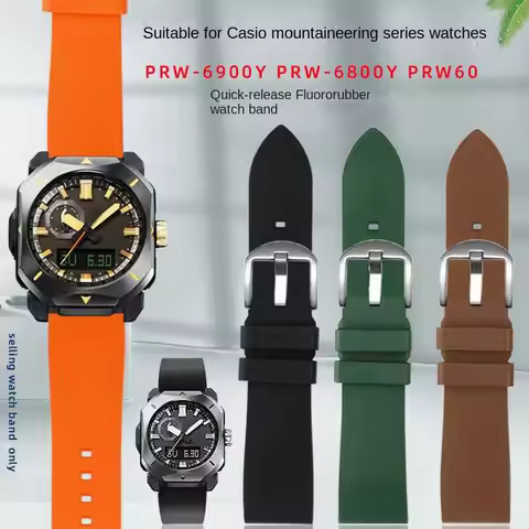 Fluorine Rubber Watchband 23m For Casio PROTREK Series PRW-60/PRW-6900 PRW-6800Y PRG600 Sports Strap