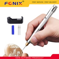 FONIX เครื่องเจียรสว่านไฟฟ้าไร้สายขนาดเล็ก3.7V เครื่องขัดส้นเท้าไร้สายพร้อมแบตเตอรี่ปากกาแกะสลัก Dre