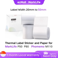 MarkLife Label Sticker Width 20mm to 50mm, Refill Thermal Paper for Printer P50 P80 Phomemo M110