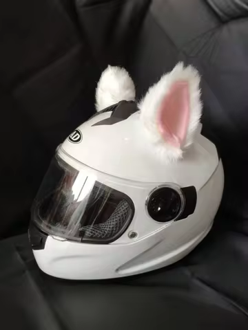 2-Pack Faux Fur Cat Ears Helmet Accessories, Detachable Plush Kitty Ears, Fits Motorcycle/Electric B