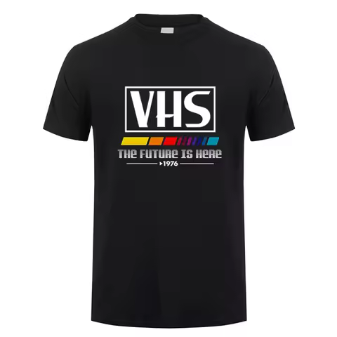 F‌unny Retro VHS Vintage 80s T Shirt Men Women Cotton Tshirt Summer Short Sleeve Loose VHS Cassette 