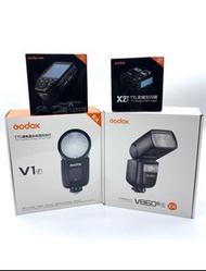 全新 Godox V1 PRO V1C V1N V1S V1F V860III V860 III XPRO X2T 神牛引閃 鋰電池圓頭閃光燈 for Fuji Canon R RF Nikon Z Sony E Fujifilm 神牛 KIT 圓頭型閃光燈 for 佳能 TTL鋰電池高速回電 自帶造型燈 模擬燈 影室閃光燈 攝影燈 棚燈 2.4G無線X系統 影樓 攝影 拍攝 攝錄 AK-R1 AKR1 Studio Flash light TTL Li-ion Round Head