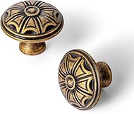 Goo-Ki 6 Pack Antique Brass Cabinet Drawer Knob Kitchen Hardware - Retro Bar Knob Vintage Bronze Sin