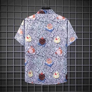 Rainny Mens Fashion Ethnic Short Sleeve Casual Printing Hawaiian Shirt for men Blouse T-shirt men