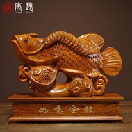 Ukiran Kayu Hiasan Ikan Naga Emas Ikan Haiwan Kraf Ukiran Kayu Hiasan Kayu Merah Ruang Tamu Hiasan S