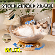 猫床 猫窝 2 In 1 Space Capsule Cat Bed M L XL Semi Enclosed Acrylic Cat Dog House Solid Wood Turntable T