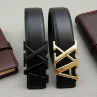 New Men's AX Buckle Belt 3.8cm Wide, Lychee Texture, Plain Weave, Casual Daily Wear