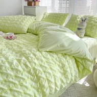 Check Bubble Fabric Bed Set Pucker Duvet Cover Pillowcase Bedding Set Bed Sheet Quilt Cover Single Q