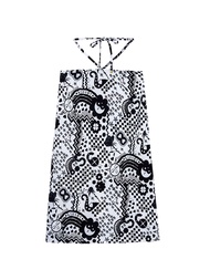 KLOSET Symbolic Print Midi Skirt (PF23-S005) กระโปรงเอวต่ำผ้าพิมพ์ลาย แต่งสายผูก