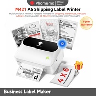 Phomemo Label Printer, Bluetooth M421 A6 Shipping Label Printer, Multifunctional Thermal Portable Pr