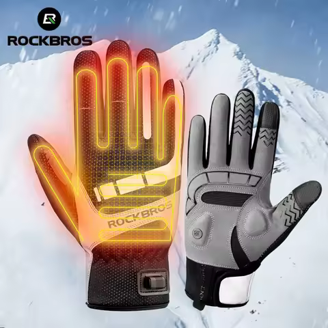 ROCKBROS Warm Bicycle Women Men's Gloves Winter SBR Touch Screen USB Heated Gloves Windproof Plam Br