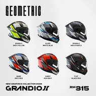 *Latest 2026* GRACSHAW Full Face Double Visor Helmet Grandio II G9200 Geometric & Camo With Approved