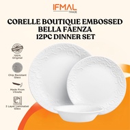 Corelle Boutique Embossed Bella Faenza 12pc Dinner Set Tableware Set Pinggan Mangkuk | IFMAL | Made 