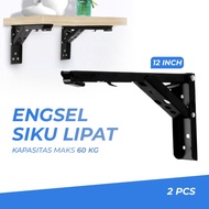 Bracket Engsel Siku Folding Meja Dinding Lipat Stainless Steel 8-14"