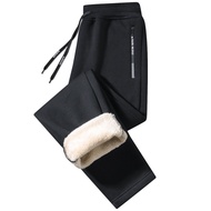 Men's Fleece-Lined Thickened Cotton Pants 2025 New Style Long Pants Lamb Wool Sweatpants Cuffed Casu