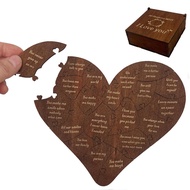 Romantic Heart Wooden Puzzle W/ Gift Box Romantic Love Jigsaw Puzzle for Him Her Valentines Annivers