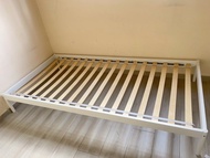 IKEA Single Bed Frame White Metal with Wooden Slats單人床架