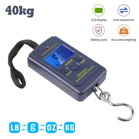Kitchen Scales Weight Scale Portable Digital LCD Scale 40kg Electronic Luggage Hanging Suitcase Trav