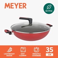 Nonstick 35cm Chinese Wok with Glass Lid - Meyer Forge Red (Induction)