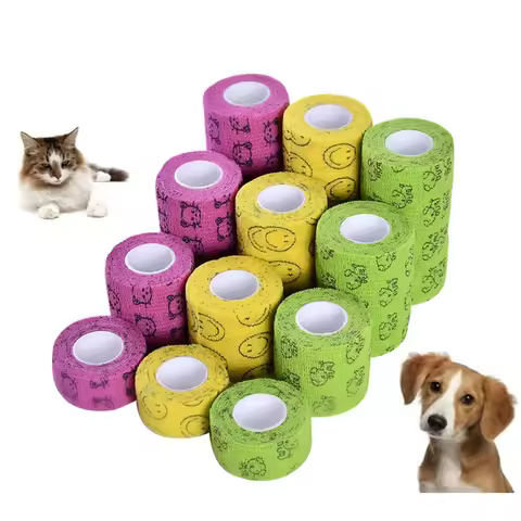 Cute Self-adhesive Elastic Bandage for Pet Dog Cat Bandage Leg Cover Protector Strap Medical Bandage