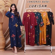 daster lengan panjang baju wanita hamil dan menyusui daster kancing depan longdress pagar lukis