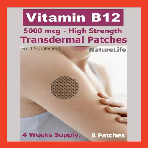 Vitamin B12-5000mcg (High Strength) Plus Additional Vitamins - Transdermal Patches. Patches Made in 