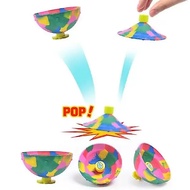 Colorful Camouflage Bounce Bowl Half Ball Toy with Light - Pop Fidget Spinning Toy for Kids
