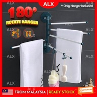 Rak kot💥ALX 180 Degree Rotating Hanger 5 Tier No Drill Wall Mount Rack Coat Bathroom Space Saving Towel