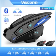 1/2Pcs Velconn Shark Pro Motorcycle Interphone Helmet Intercom Headset Music Sharing BT5.1 For 4-6 R
