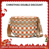 CN6030 Beg Crossbody Berkotak-kotak Beg Bum Nilon untuk Wanita Beg Tangan Luas Dompet Pek Kipas deng