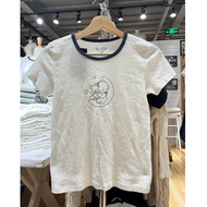 เสื้อยืดแขนสั้นผู้หญิง BM Pure Cotton สีบล็อกลายสัตว์และมินิมอลคอตตอนแท้สไตล์อเมริกันย้อนยุค OOTD BM