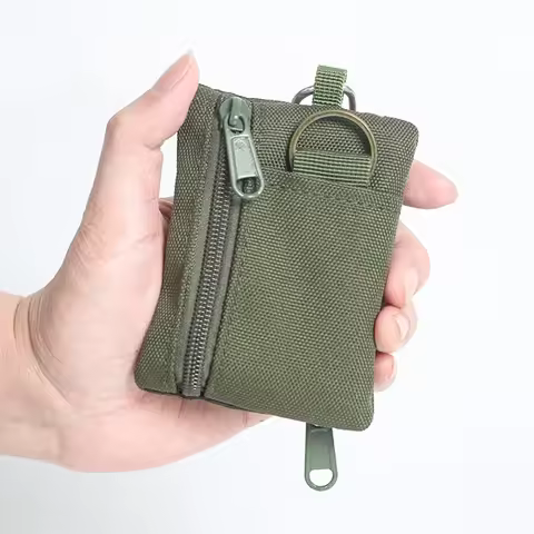 1pc Mini Wallet Zipper Key Bag Canvas Zipper Sports Storage Bag Small Hanging Bag Card Bag