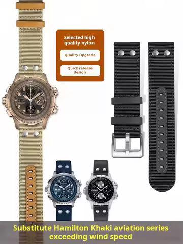 Quick release Rivet design watchband Cowhide hole For Hamilton Khaki waterproof nylon canvas watch s