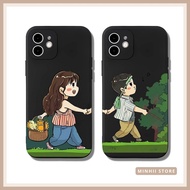 Cute couple iPhone bag case with cartoon prints for all lines 16/16splus/7/8//x/15/11/12/13/14/pro/p