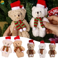 Christmas Bear Plush Dolls Cute Animal Teddy Bear Stuffed Toys Kawaii Bag Pendant Keychain Christmas Tree Pendant for Kids Gift