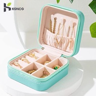 Konco Jewelry Organizer Travel Jewelry Case Leather Zipper Case Boxes Earrings Necklace Ring Display Box Portable Jewelry Storage Box
