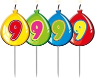 Folat 4 Number Candles Number 9 Balloon Design 9th Birthday Children's House