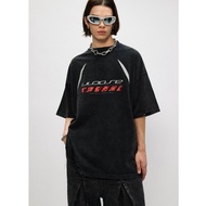 [Sin Select Shop] Y2K Racing Style Washed Distressed Destruction Short T