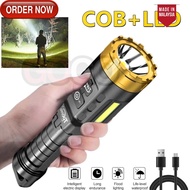 GG Super Bright LED Flashlight with COB Side Light / USB Rechargeable 4 Lighting Modes Portable Torc