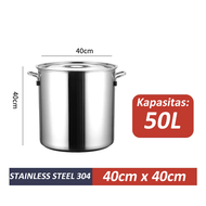 ES Panci Dandang Bubur Bakso Stainless Steel Panci Masak Kuah Sop Stockpot Panci Kukus 25cm - 60cm