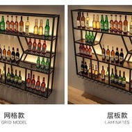 YQ Wrought Iron Bar Counter Wine Rack Storage Wall Restaurant Shelf Wall-Mounted Wine Cabinet Wall-Mounted Wine Bar Comm