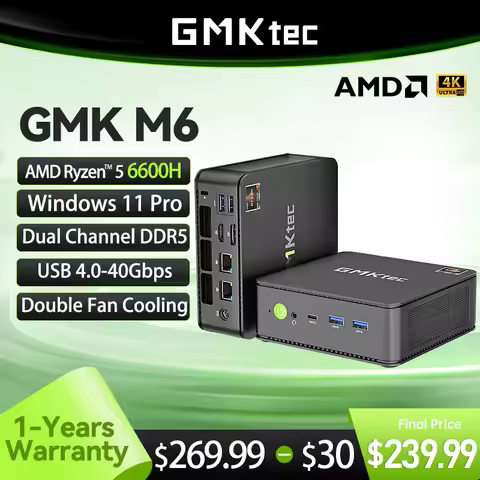 GMKtec M6 Nucbox Mini PC AMD Ryzen5-6600H 6-core 12-thread DDR5 4800Mhz Pcie 3.0 SSD WIFI 6 BT5.2 Wi