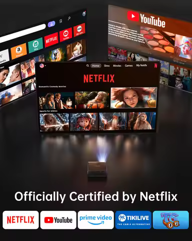 TOPTRO A1 4K Projector 1000ANSI Full HD 1080p Auto Focus/Keystone WiFi BT5.2 Smart Home Theater Movi