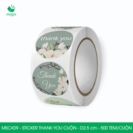 MSCK09 - D2.5 cm - 1 Roll of 500 round thank you stickers, thank you stickers, thank you stickers